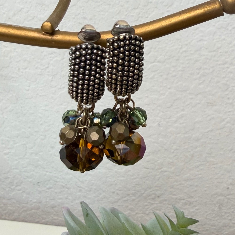 Unbranded Clip On Earrings Womens Bronze Beaded Cluster Dangle Boho OS